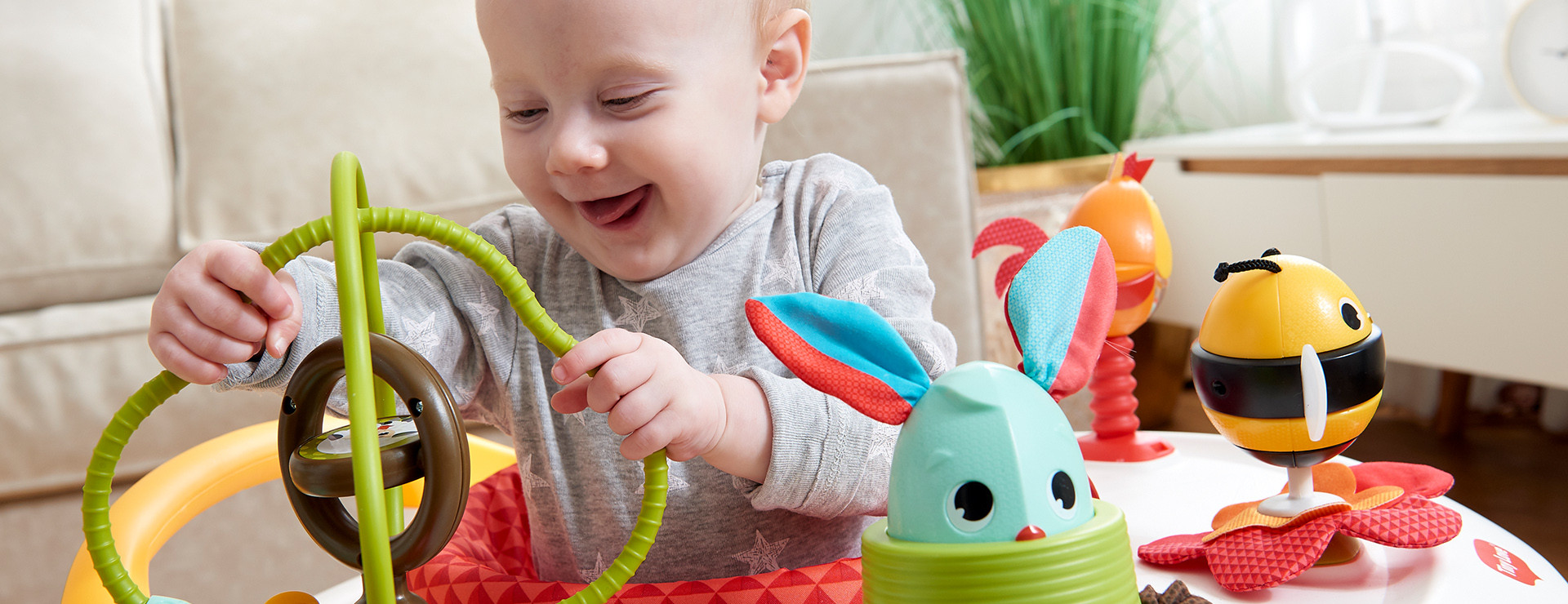Toy shapes and textures keep baby engaged and entertained