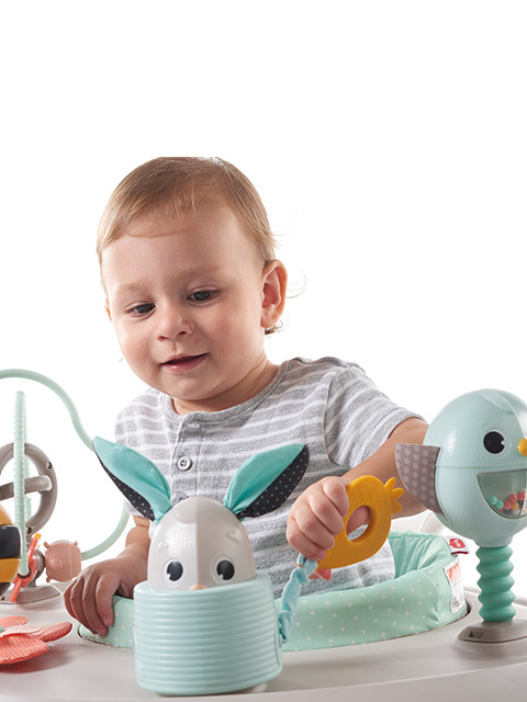 Toy shapes and textures keep baby engaged and entertained