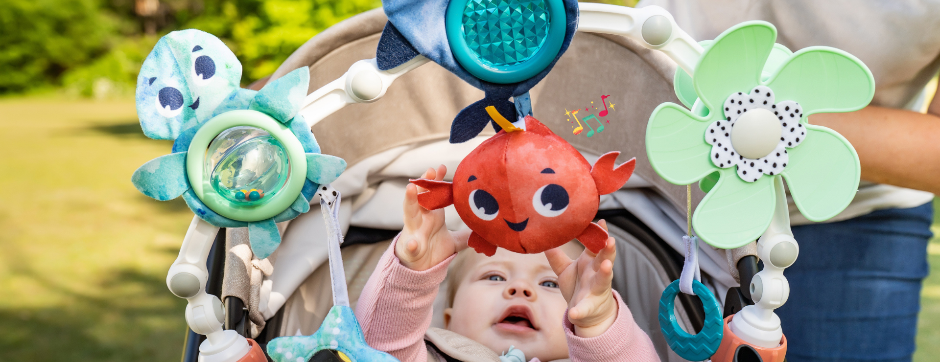 Baby-activated musical crab toy teaches little ones the basics of cause and effect